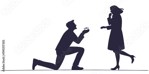 Man proposing to woman with ring in romantic gesture