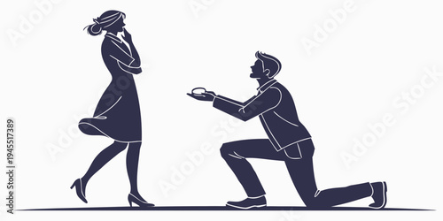 Man proposing to a woman with a ring in a romantic gesture