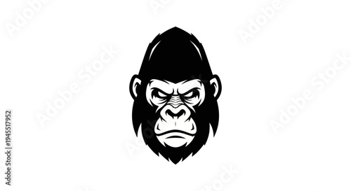 Gorilla head silhouette on white