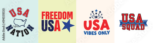 USA patriotic logos and slogans with freedom vibes only tshirt design