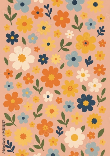 Colorful floral pattern illustration.