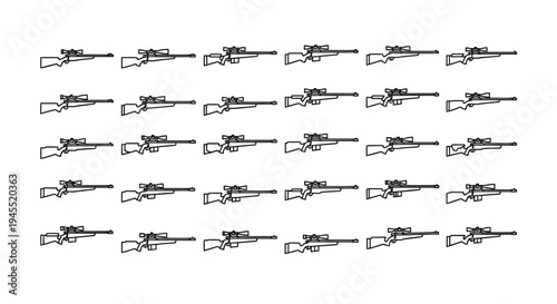 Sniper Rifle Pattern Silhouette - Military Weapon Illustration