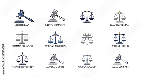 Law Icons: Gavel and Scales of Justice, Legal Firm Logos, Justice Symbols