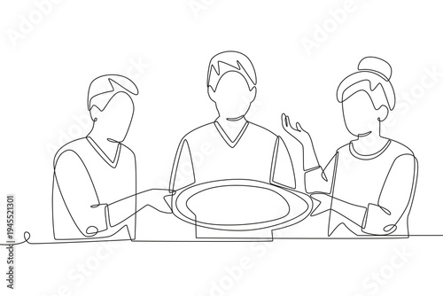 Community meals concept one-line drawing