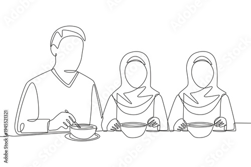 Community meals concept one-line drawing