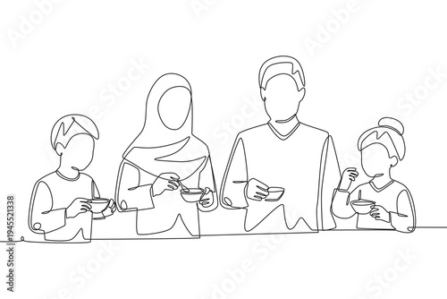 Community meals concept one-line drawing