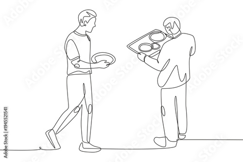 Community meals concept one-line drawing