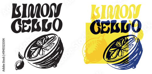 Limoncello. Trendy hand drawn doodle lettering quote. Lettering for t-shirt design, mug print, bag print, clothes fashion. 100% hand drawn vector image.