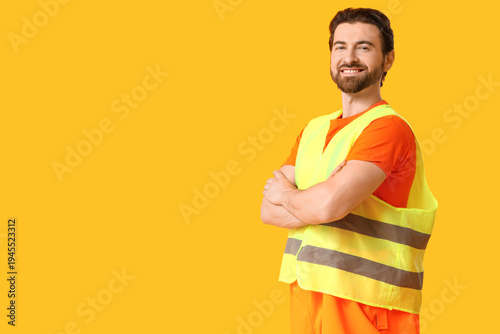 Young happy male constructi...