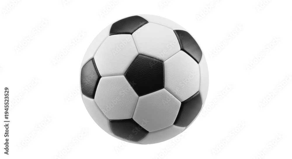Fototapeta premium Classic black and white soccer ball isolated PNG, traditional football design on transparent background for sports and recreation