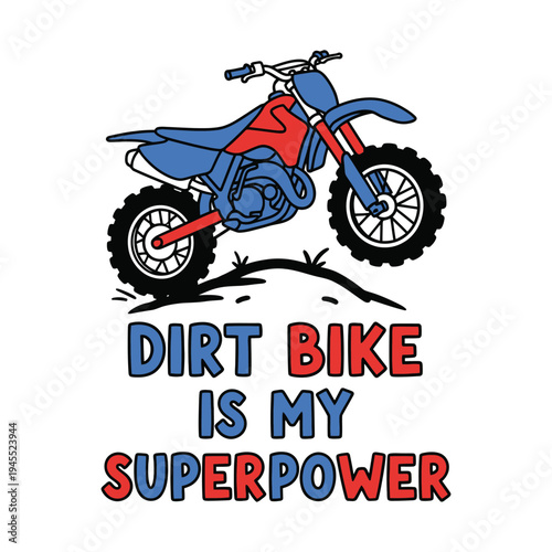 Dirt bike rider with superpower and motocross bike tshirt design