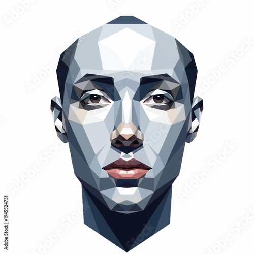 Geometric Human Face Low Poly Art Portrait.