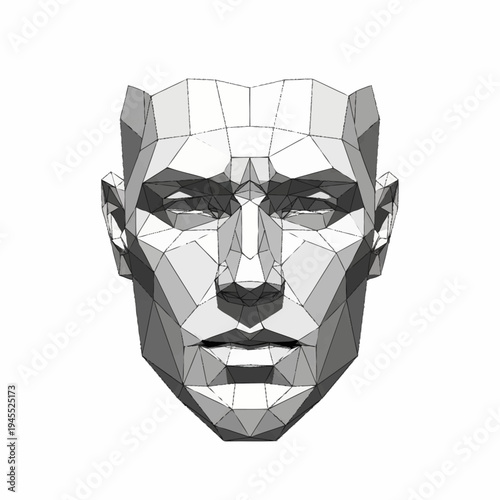 Obraz na plátně Geometric Human Face Sculpture Low Poly Art.