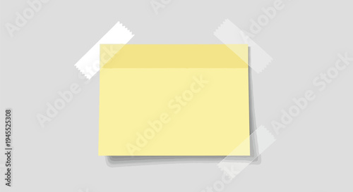 A yellow envelope with white tapes on a gray background is photographed closely