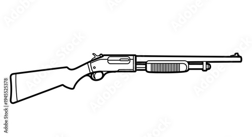 Shotgun Outline Illustration - Firearm Weapon