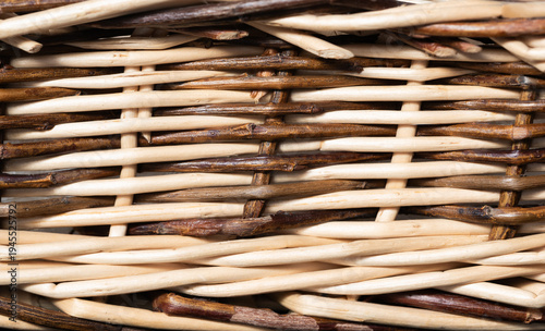 two-color wickerwork made from wood - brown and white. Full frame image