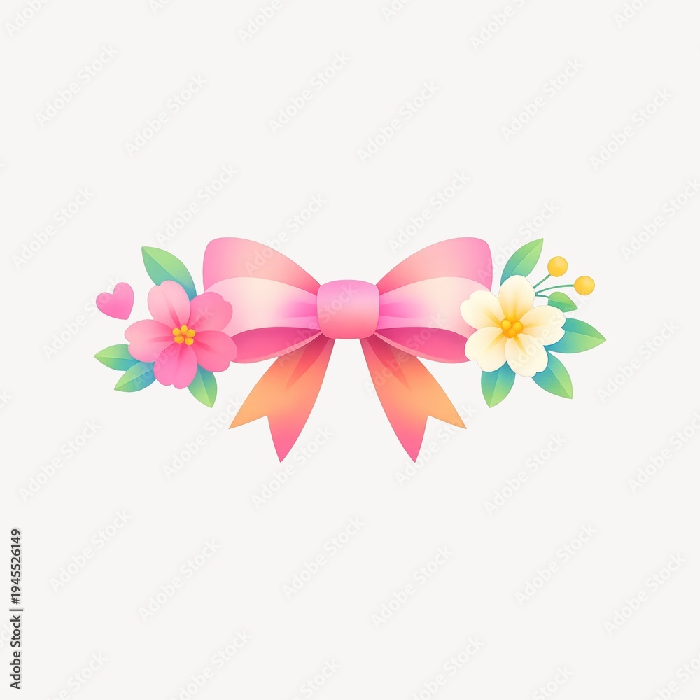 Fototapeta premium Floral bow decoration illustration
