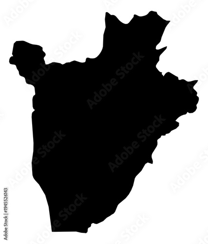 Burundi black fill outline map vector graphic illustration geography silhouette shape national border design isolated transparent background political territory cartography atlas eps icon
