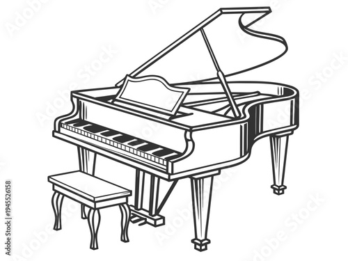 piano. Vector illustration . white background.