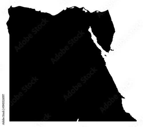 Egypt black fill outline map vector graphic illustration geography silhouette shape national border design isolated transparent background political territory cartography atlas eps icon