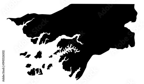 GuineaBissau black fill with white state borders map vector graphic illustration geography silhouette shape national border design isolated transparent background political territory cartography