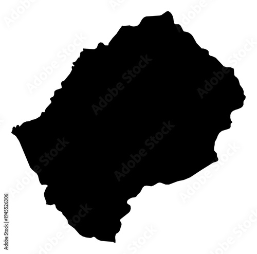 Lesotho black fill outline map vector graphic illustration geography silhouette shape national border design isolated transparent background political territory cartography atlas eps icon