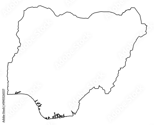 Nigeria simple outline map vector graphic illustration geography silhouette shape national border design isolated transparent background political territory cartography atlas eps icon