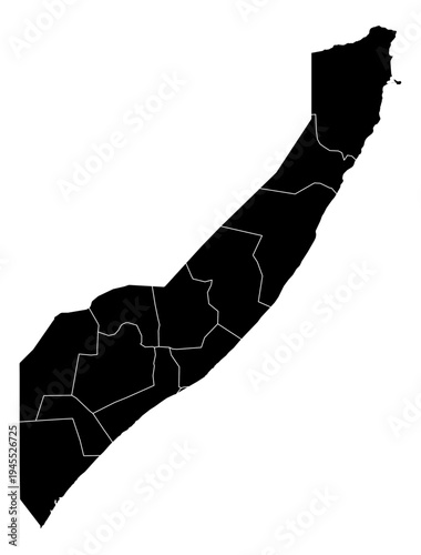 Somalia black fill with white state borders map vector graphic illustration geography silhouette shape national border design isolated transparent background political territory cartography atlas eps