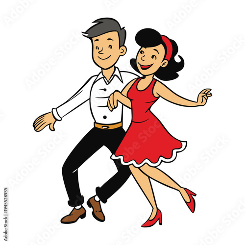 A young couple moves in perfect rhythm, spinning and stepping with passion as vibrant salsa music fills the air, their energy, smiles, and connection lighting up the dance floor.
