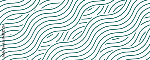 Japanese Style Teal Wave Pattern Abstract Seamless Line Art Background. vector illustration