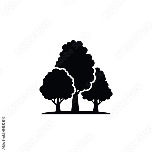 Three trees silhouette icon.