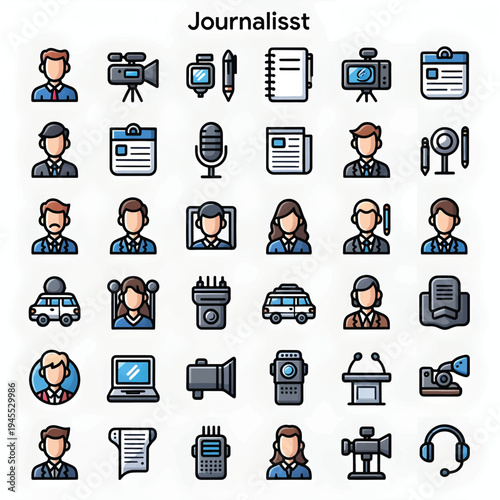 Journalist Reporting News with Microphone Professional Media and Press Concept