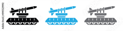 Missile Launcher Military Tank Defense Icon Set