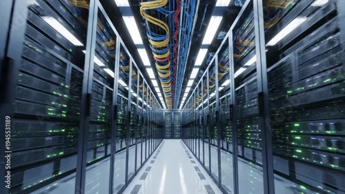 Large modern server room interior.