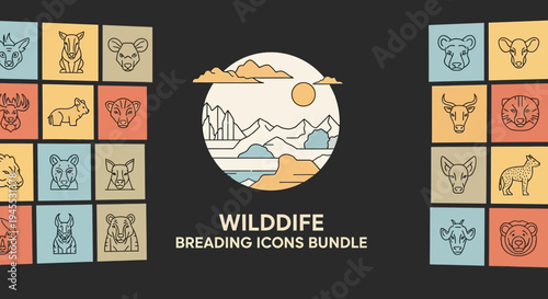 Wildlife Breeding Icons Bundle: Animals and Landscape Art
