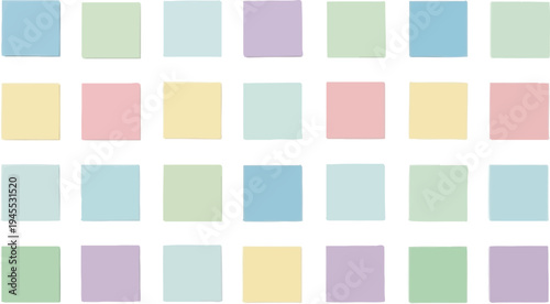 Colorful squares arranged in rows and columns on a white surface