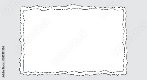 A torn rectangular frame sits on gray background with white interior space