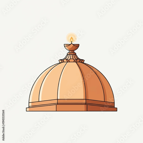 Traditional Indian Clay Oil Lamp Closeup.