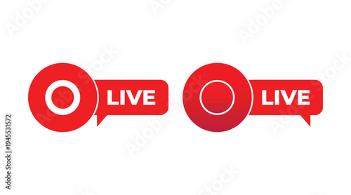 Red LIVE Streaming Badge Icon – Live Broadcast Video Label with Speech Bubble