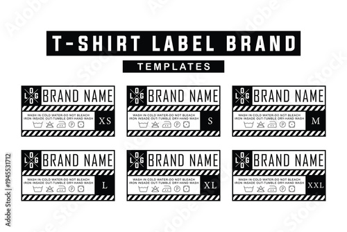Apparel Branding Label Template Set With Size Tags