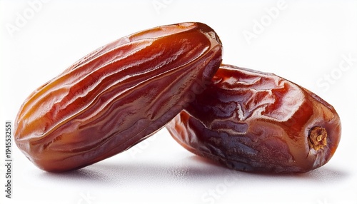 Two Ripe Dates With Wrinkled Texture Isolated On White Background