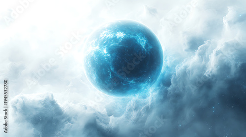 Photorealistic scene of stellar radiation energizing a young planet’s surface during formation white background 