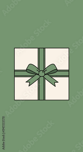 Gift Box with Green Ribbon Bow.