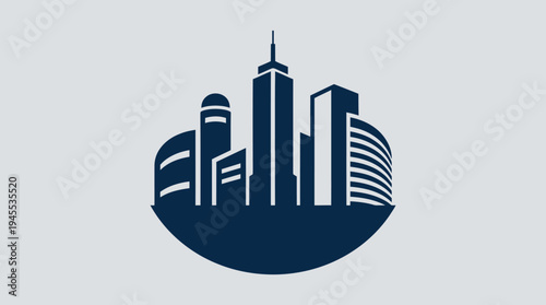 A sleek illustration of a modern cityscape showcasing various buildings and skyscrapers in a graphic design.