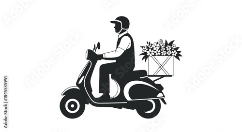 Delivery man on a scooter.