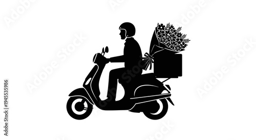 Delivery man on a scooter.