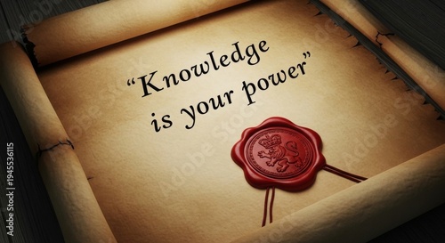 Ancient Scroll With Wisdom Quote and Wax Seal