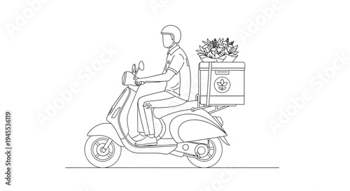 Delivery rider on a scooter.