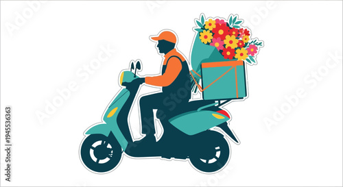 Delivery rider on a scooter.