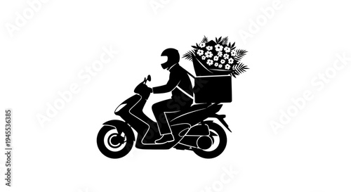 Delivery Rider on Motorcycle with Food.